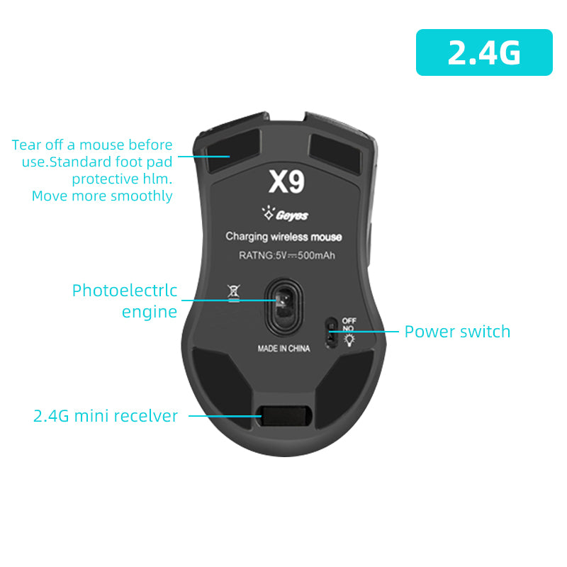 X9 Rechargeable Wireless Mouse 2.4G+Bluetooth Dual Mode Mute Mouse Ultra-thin Silent Ergonomic Mouse For Laptops and PC