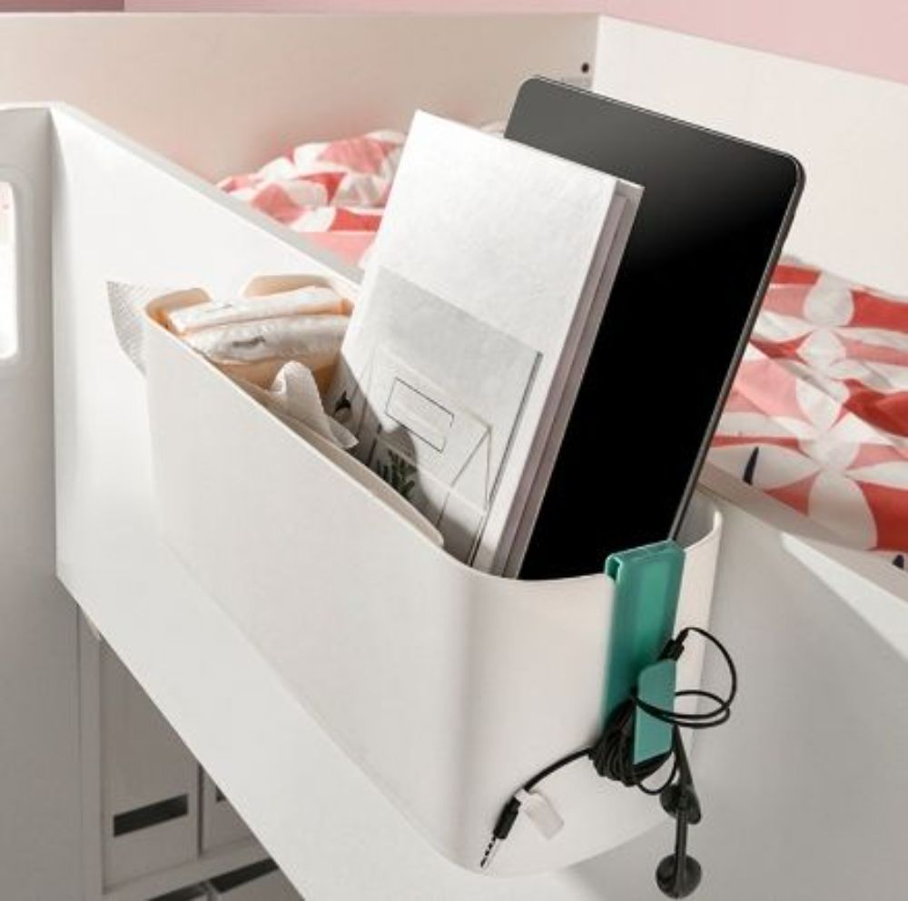 Bedside Bed Shelf Pockets Storage Holder to Storage Remotes Cellphone Charging Bed Living Room Bathroom Accessories