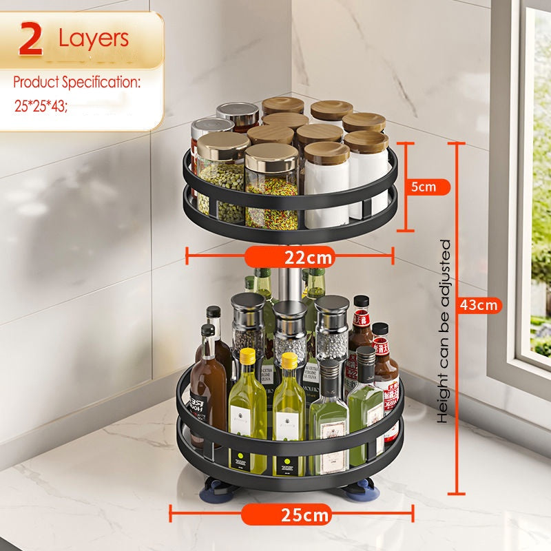 Rotating Spice Rack Kitchen Spin Storage Shelf Multifunction Seasoning Storage Condiments Organizer High Quality Metal