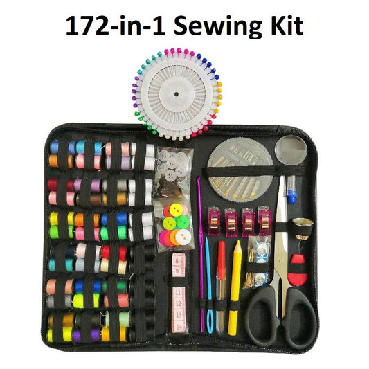 172Pcs Sewing Kit Accessories Thread Tool Beginner Scissors Needle Button Threader DIY