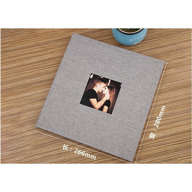 Linen Photo Album Self-Adhesive Scrapbook DIY Memory Photo Album Birthday Gift Wedding Anniversary Photo Album-Gray