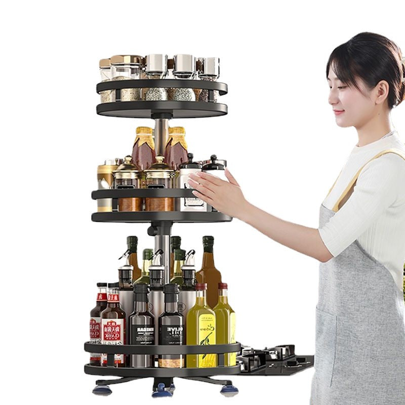 Rotating Spice Rack Kitchen Spin Storage Shelf Multifunction Seasoning Storage Condiments Organizer High Quality Metal