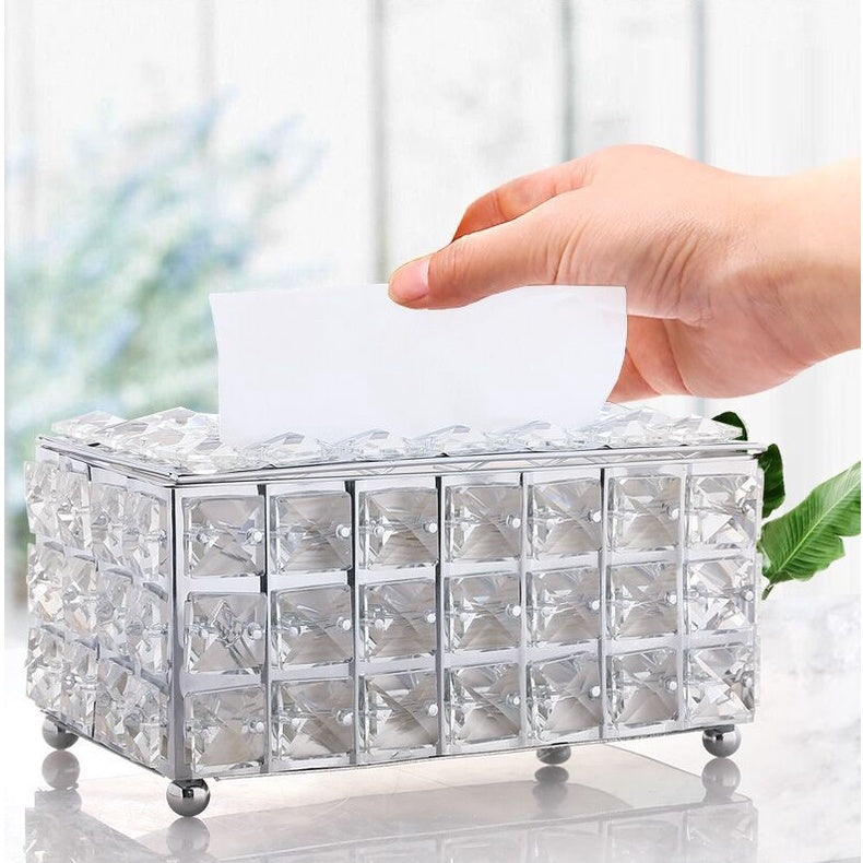 Crystal Tissue Box European Style Household Toilet Paper Napkin Holder Organizer Box Luxury High-End Paper Extraction