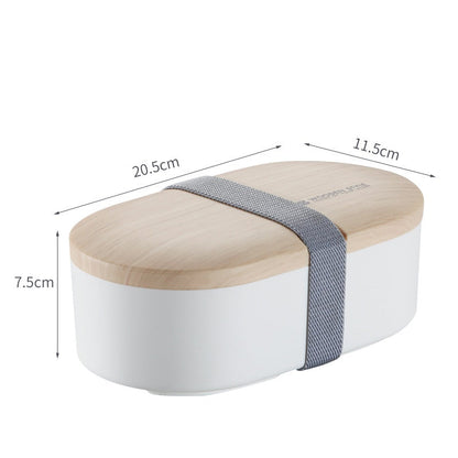 Copy of Microwave Safe Double Layer Lunch Box 800ml Oval Simple Lunch Box Ins Nordic Style Wooden Lunch Box Sealed Leak-proof