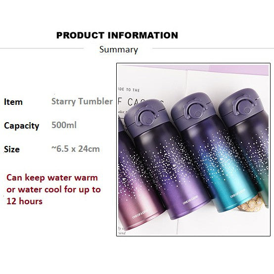 Copy of Copy of Starry Vacuum Thermal Flask Water Bottle Thermos Tumbler Stainless Steel Cup Starry 500ml Gift