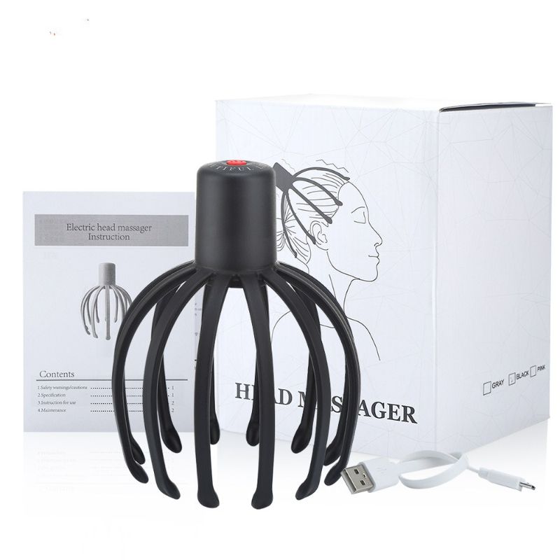 Electric Octopus Claw Scalp Massager Hands Free Therapeutic Head Scratcher Rechargeable Hair Stimulation Stress Reliever