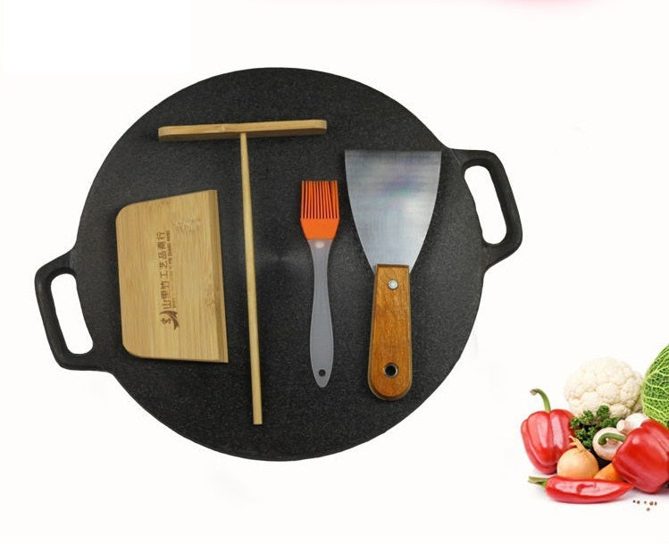 Cast Iron Grains Griddle Household Make Pancakes Fruit Pot Pancake Maker Shandong Grains Griddle Thickened Pan 28CM