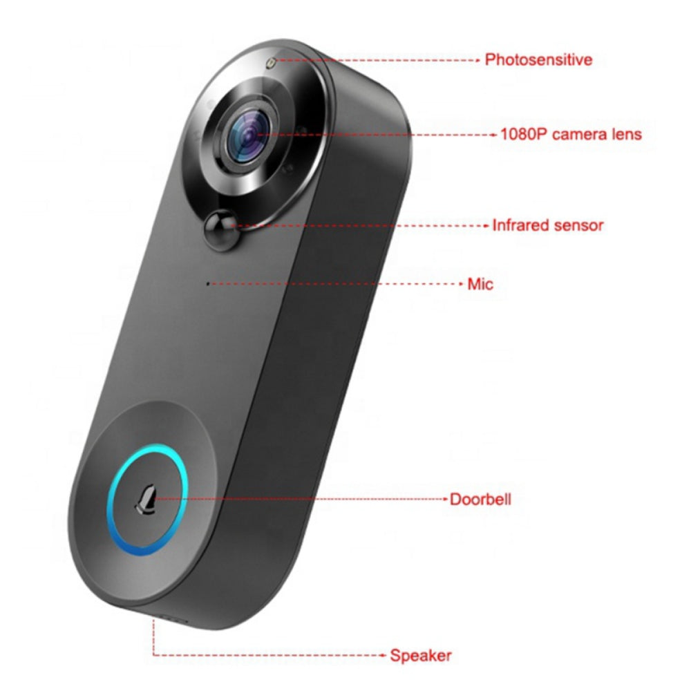 Tuya Smart Video Doorbell Camera 1080P WiFi Video Intercom Door Bell Camera Two-Way Audio Works With Alexa Echo Home Cam