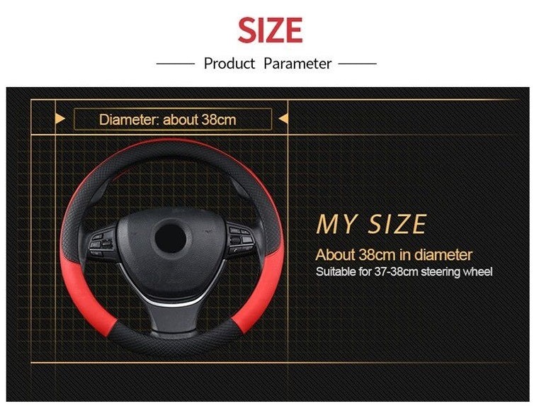 Car Steering Wheel Covers 38cm Universal Leather Cushion Cover Universal Classic Color Matching Handle Auto Accessories