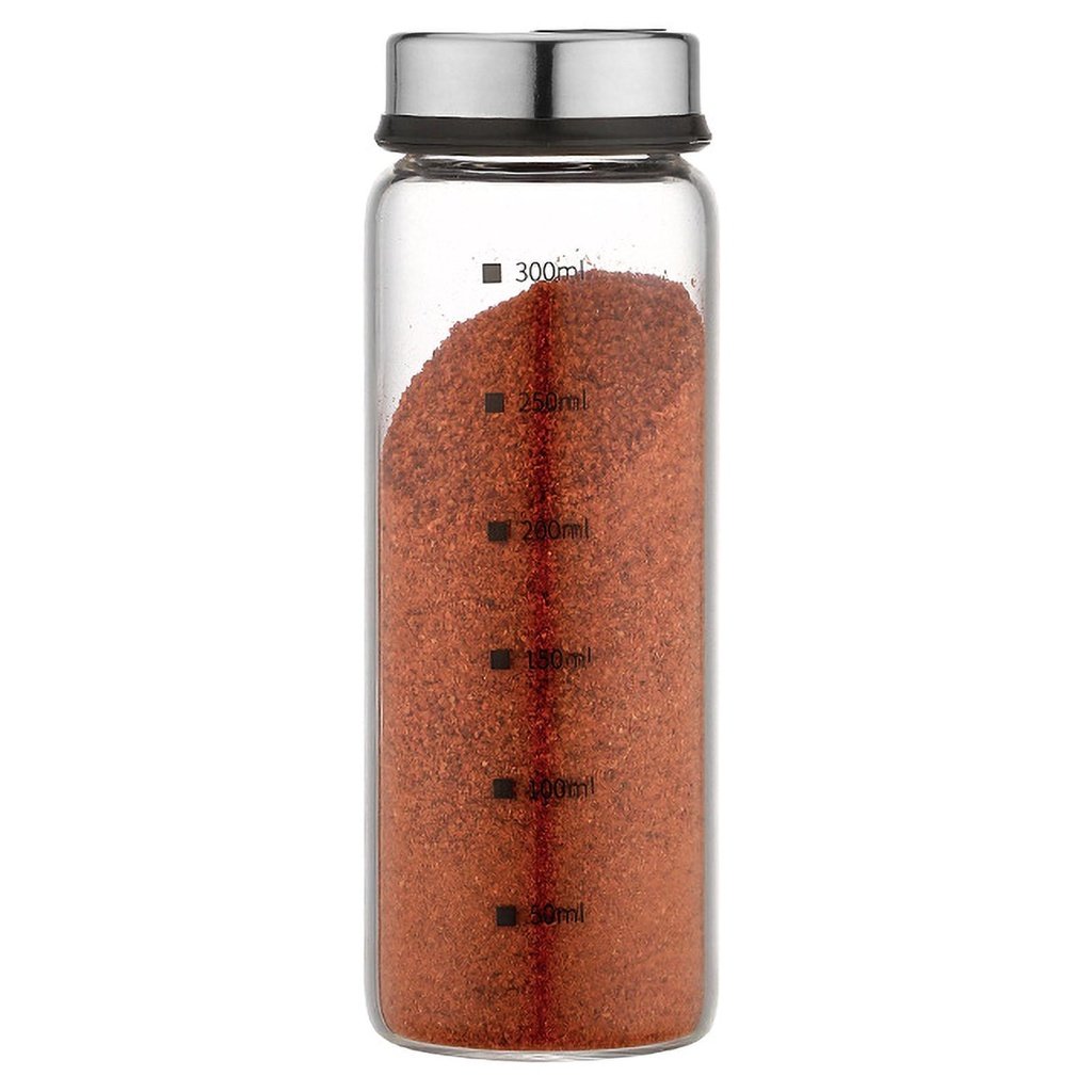 300mL Glass Seasoning Jar With Scale 4 Outlets Spice jars Kitchen Chili Pepper Powder Sprinkling Jar Barbecue Salt Shaker Container