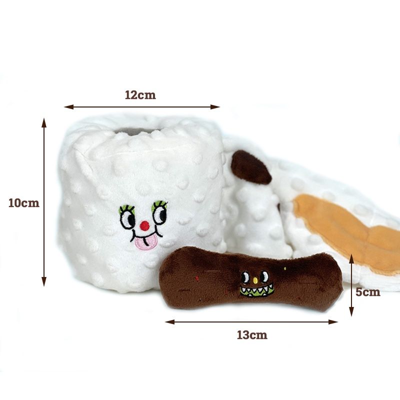 New Pet Dog Toy Simulation Toilet Paper Poop Picking Suit Puppy Plush Toy Hidden Food Squeak Interactive Toy for Dogs