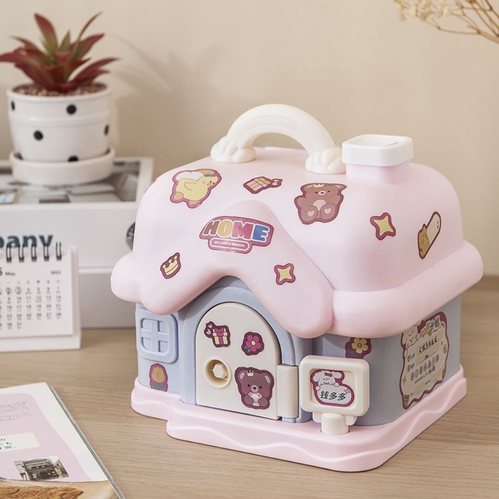 Wislibe🇩🇪 New Large Capacity (Include Stickers) Cartoon Piggy Bank Coin Bank Kawaii Girl Gift Small House Piggy Bank