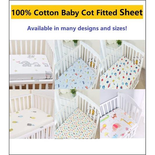 100% Cotton Baby Cot Fitted Sheet Bedsheet Comfortable Soft Mattress Cover Breathable Crib Bed For Infant And Toddler