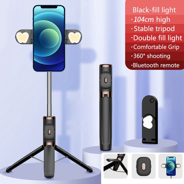 Upgraded 1Meter High 360 Degree Rotatable Selfie Stick Upgraded Stronger Hidden Tripod And Wireless Bluetooth Remote