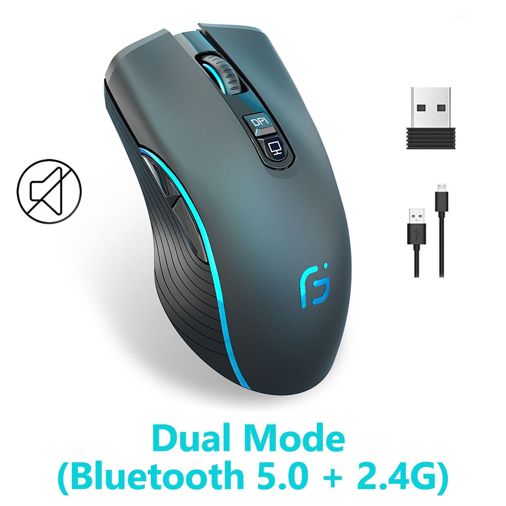 X9 Rechargeable Wireless Mouse 2.4G+Bluetooth Dual Mode Mute Mouse Ultra-thin Silent Ergonomic Mouse For Laptops and PC