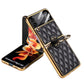 For Galaxy Z Flip 3 Case with Finger Ring Holder Ultra Thin Protective Back Cover Ring Plating Leather Screen Protector