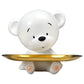 Creative White Bear Resin Statue Storage Tray Figurine Sculpture Trinkets Nordic Home Decor Living Room Table Key Holder