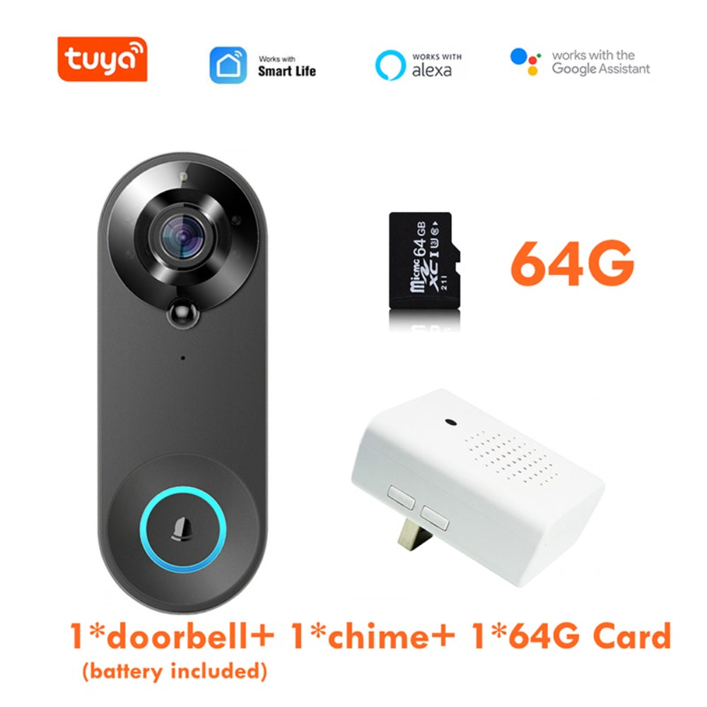 Tuya Smart Video Doorbell Camera 1080P WiFi Video Intercom Door Bell Camera Two-Way Audio Works With Alexa Echo Home Cam