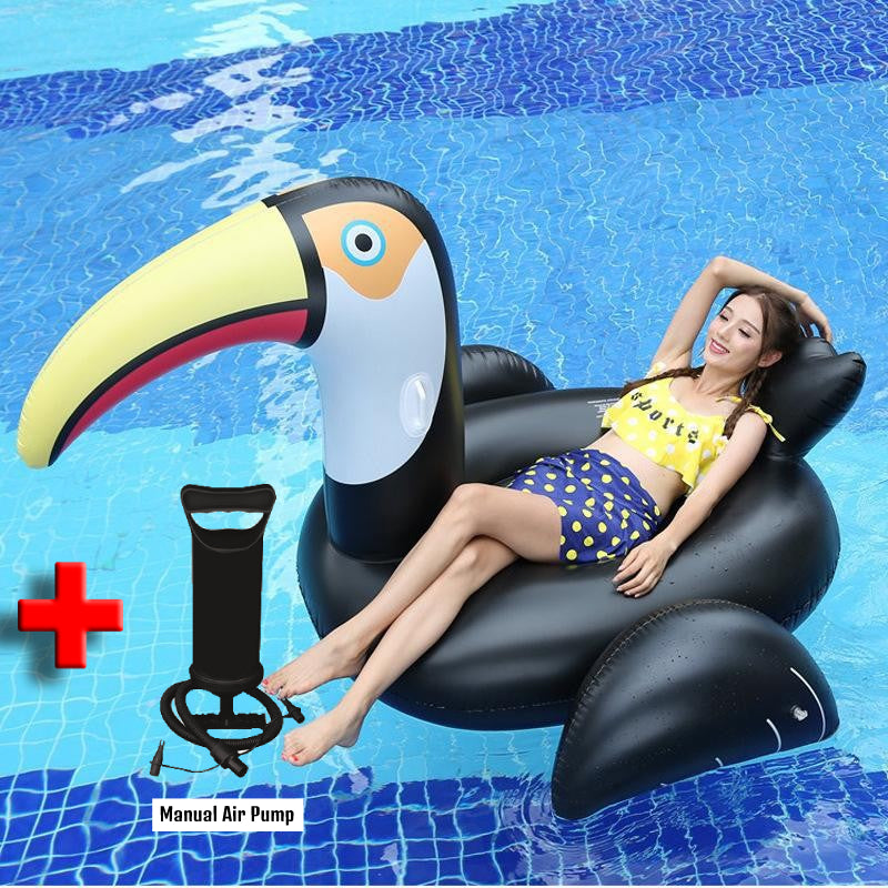 Large floatie beach toucan bird inflatable black float swimming pool party