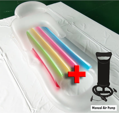 Inflatable Water Floating Row With Armrest Backrest Beach Summer Swimming Pool Floating Bed Lounge Chairs Water Sports