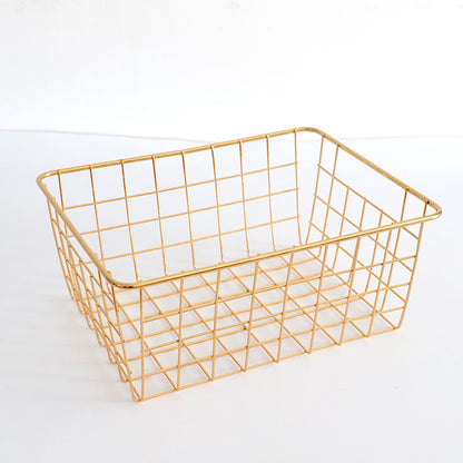 Nordic Metal Storage Basket Golden Home Wrought Iron Sundries Storage Basket Desktop Snack Fruit Storage Basket