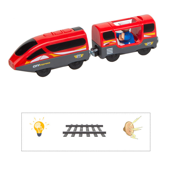 Battery Operated Action Locomotive Train (Magnetic Connection)- Powerful Engine Bullet Train Set Fits Most Wooden Tracks