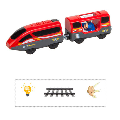 Battery Operated Action Locomotive Train (Magnetic Connection)- Powerful Engine Bullet Train Set Fits Most Wooden Tracks