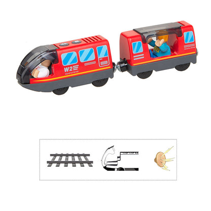 Battery Operated Action Locomotive Train (Magnetic Connection)- Powerful Engine Bullet Train Set Fits Most Wooden Tracks