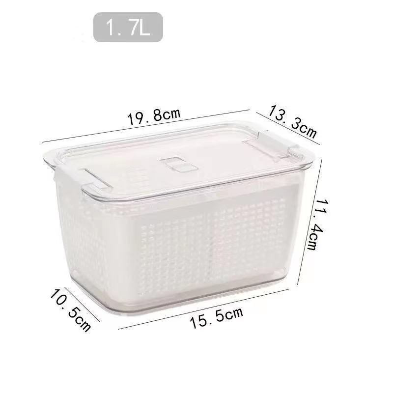 Fridge Storage Container with Drainer, Air tight locking Lid Fridge Refrigerator Organizer Food Keeper