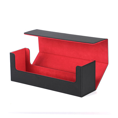 MTG Desk Box 400 Card Desk Box Card Storage Box Deck Box PU Leather Deck Box for Trading Card Games (Black+Red)