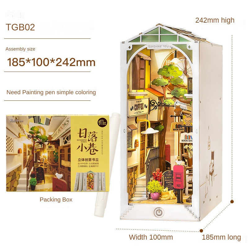 Robotime Rolife Four Kinds DIY Book Nook Stories in Books Series Wooden Miniature House with Furniture Doll House Kits