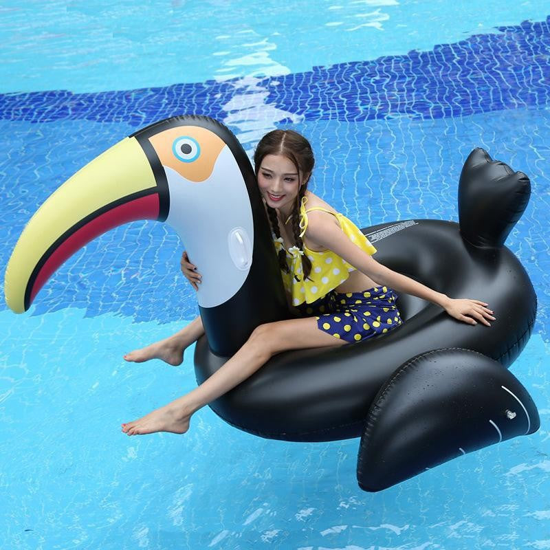 Large floatie beach toucan bird inflatable black float swimming pool party