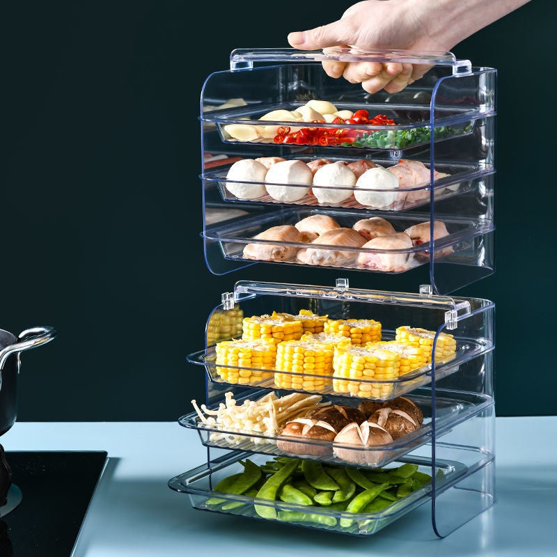 Stackable Food Storage Tray Steamboat Organizer Multi-functional  Kitchen Fruit Organiser Meat Vegetable Neat