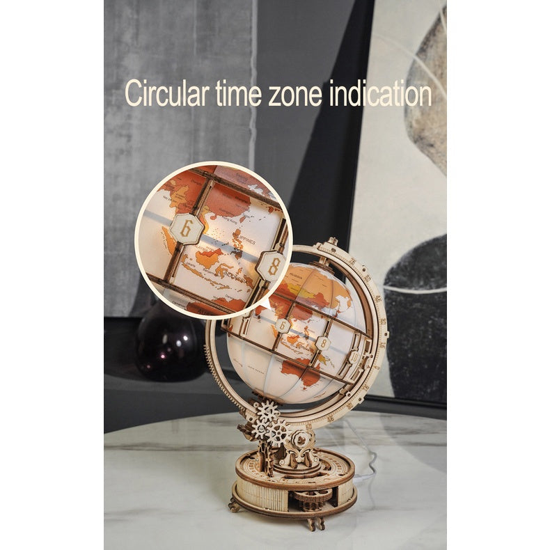 Copy of ROKR Robotime Wooden Globe 3D Puzzle DIY Wooden Model Building Block Kits Luminous Globe with LED Light  Assembly Toy