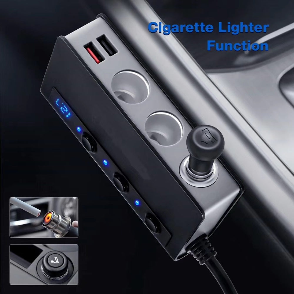 12V 180W Multi-function Car Charger Car Cigarette Lighter Socket Dual USB Port Auto-Voltage Detect 3.0 Fast Charging