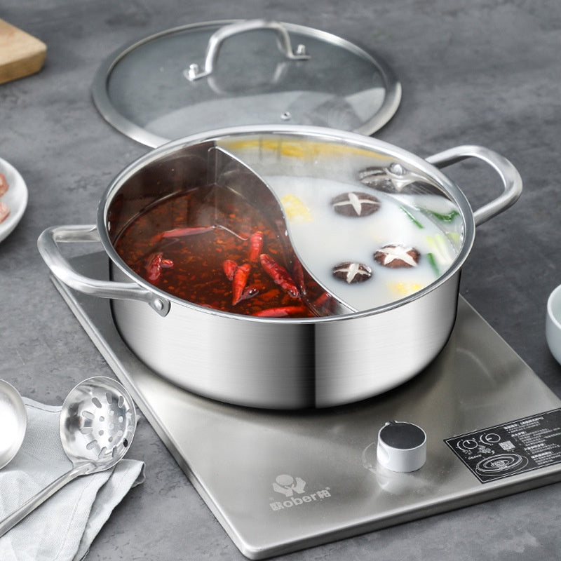 Stainless Steel Double Flavor Pot Large Capacity Thickened Soup Hotpot Steamboat Reunion Family