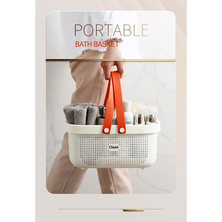 Portable Bathroom Basket Bath Wash Toilet Storage Shower Closet Kitchen Storage Drain Basket Box Organizer Handles Holes