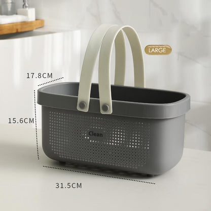 Portable Bathroom Basket Bath Wash Toilet Storage Shower Closet Kitchen Storage Drain Basket Box Organizer Handles Holes