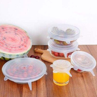 Silicone Stretch Lids 6 sizes-in-1 stretchable to seal bowls lid