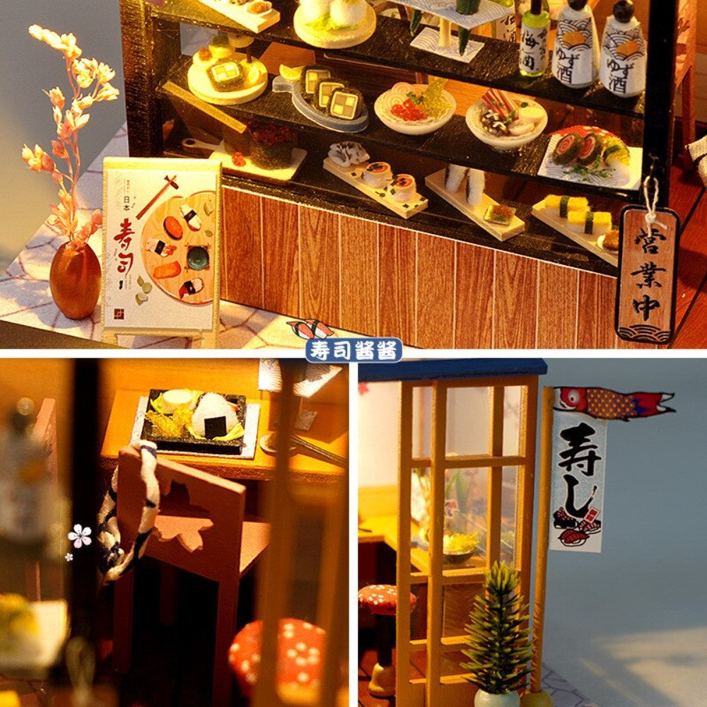 Copy of DIY Dollhouse Miniature Kit with Furniture Handcraft Collectibles Hobbies Gift Toys for Children Japanese Sushi Bar