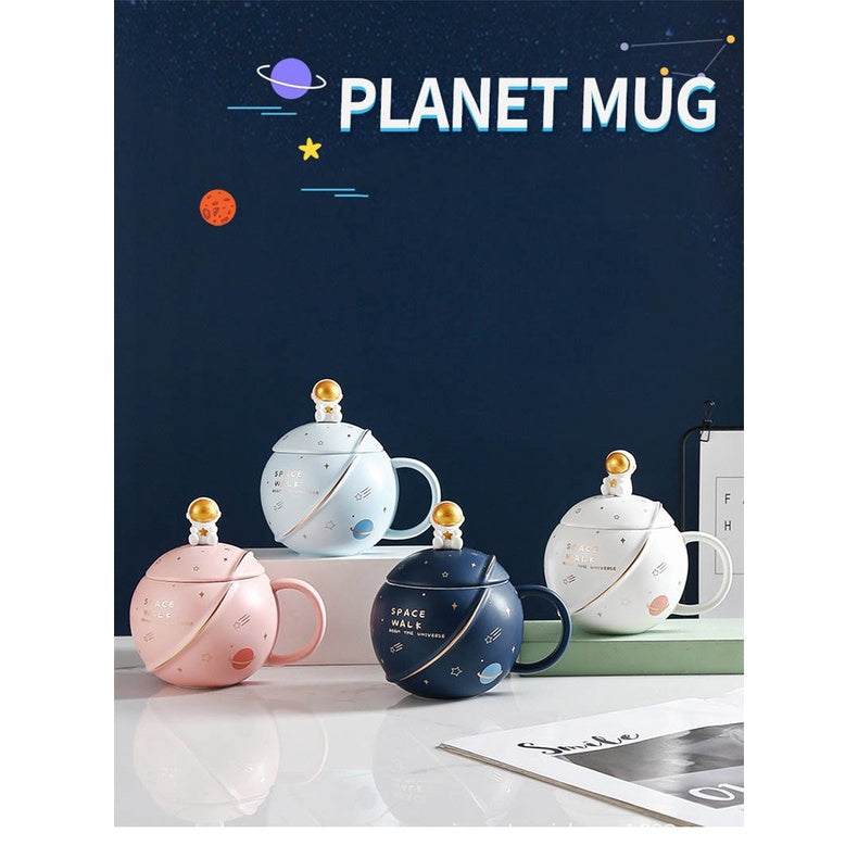 Copy of 400ml Planet Big Ceramic Cup mug with Lid Cover Spoon Star Astronaut Gift Office Home Cute Coffee Milk Aesthetic Set