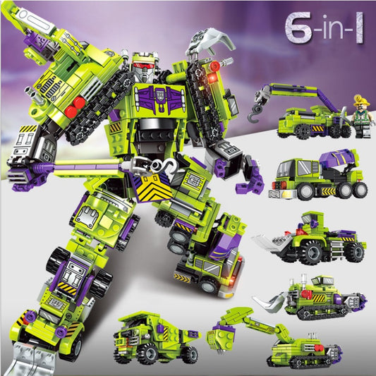 Transformer Hercules Kids Toy Transforming Robots 6-in-1 Engineering Vehicle Combination Set Building Block Educational