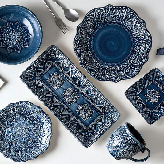 Flat Ware Household Bowl Nordic Ceramic Plate Dishes Creative Personalized Dishes Baked Rice Bowl Nordic Style Plate
