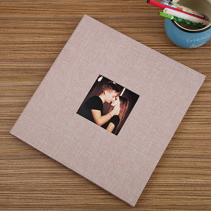 Linen Photo Album Self-Adhesive Scrapbook DIY Memory Photo Album Birthday Gift Wedding Anniversary Photo Album-Gray