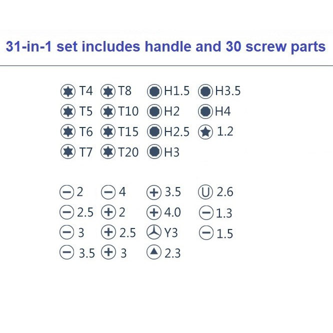 Multipurpose screwdriver set portable kit DIY repair tools 31-in-1 laptop, phone, spectacle, apple, home