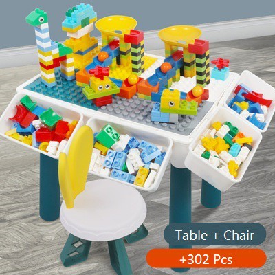 Multipurpose Children Kids Building Block Toy Table Chair Study Desk Storage