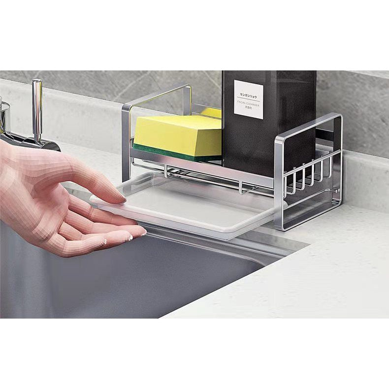 304 Stainless Steel Kitchen Rack Sink Drain Rack Brush and Sponge Sink sponge holder