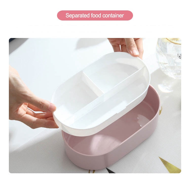 Copy of Microwave Safe Double Layer Lunch Box 800ml Oval Simple Lunch Box Ins Nordic Style Wooden Lunch Box Sealed Leak-proof