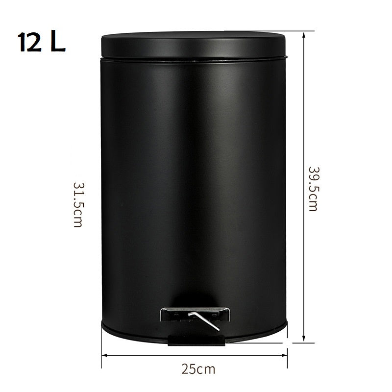 Copy of Round Metal Step Pedal Dustbin Trash Can With Lid Circular Silent Pedal Rubbish Bin Storage Cleaning Step