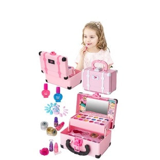 Non-toxic 32PCS Kids Real Makeup for Girls Kit Washable Mild Makeup Set Retro Beauty Pretend Play